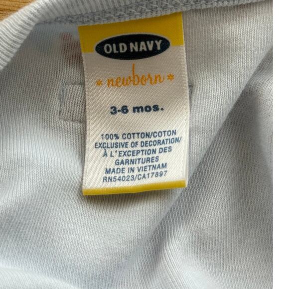 Old Navy Baby Sleeper 3-6 Months Blue Footed Pajamas Holiday Bear Piece Unisex - Picture 3 of 4